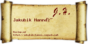 Jakubik Hannó névjegykártya